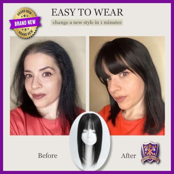 12 Inch Human Hair Topper with Bangs 8x8 Inch Base for Thinning Hair main image 5